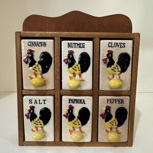 Rooster Spice Rack with cute egg pulls